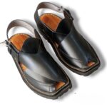 Black peshawari leather chappal